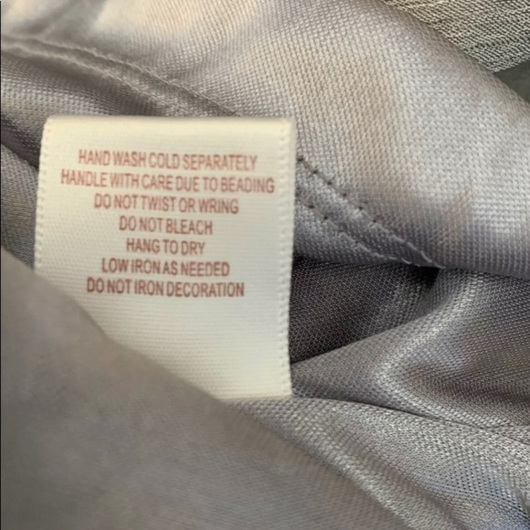 NWT American Glamour by Badgley Mischka| Size Small |Beaded V Neck Gray Blouse - Picture 6 of 6